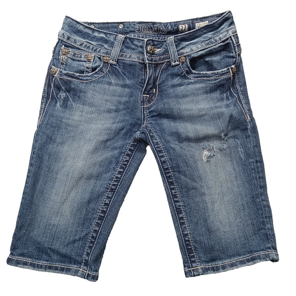 Miss Me Studded Cargo Jeans Shorts 27 Women's Bermuda Embellished Denim - Picture 3 of 7